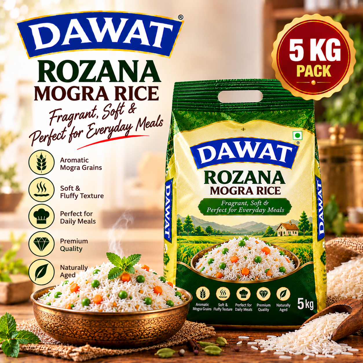 Dawat Rozana Mogra Rice 5kg