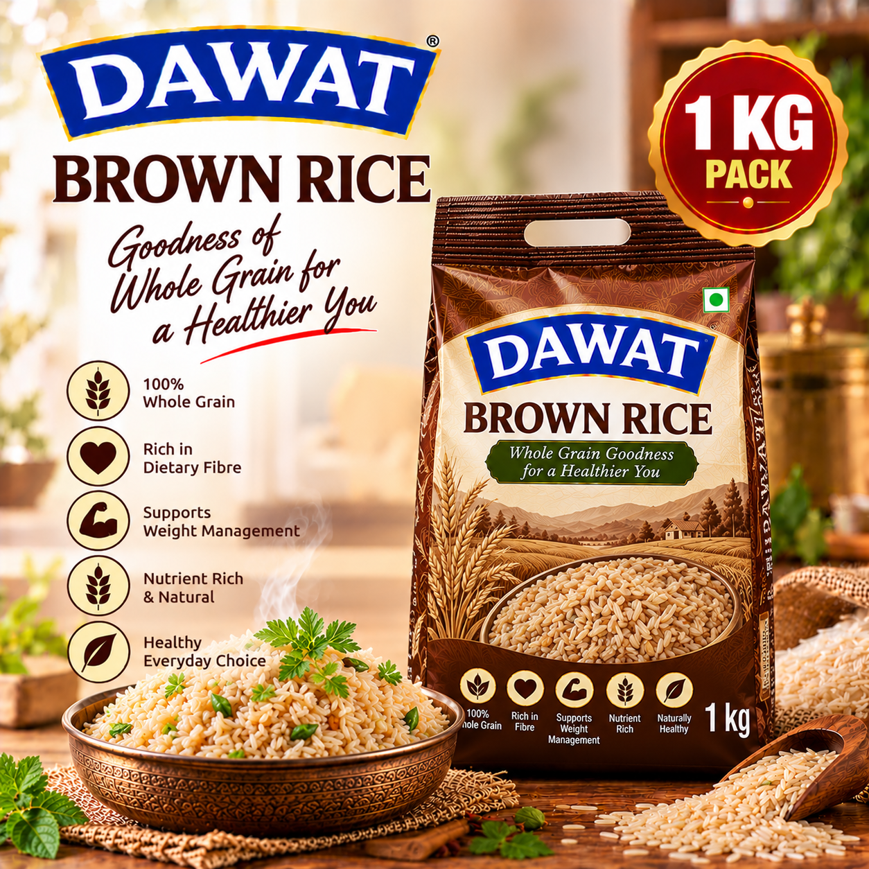 Dawat Brown Rice 1 kg 