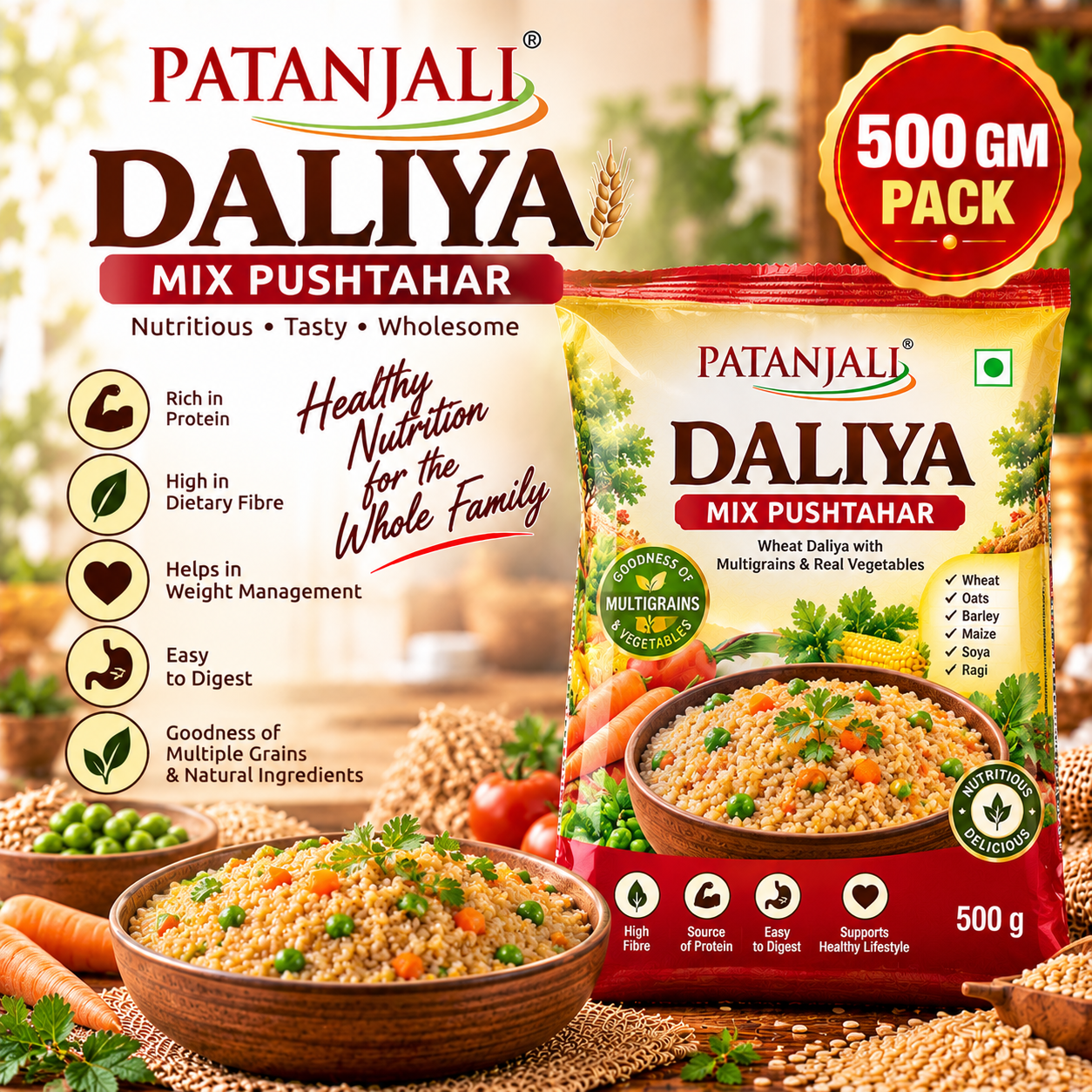 PATANJALI DALIYA MIX PUSHTAHAR 500GM