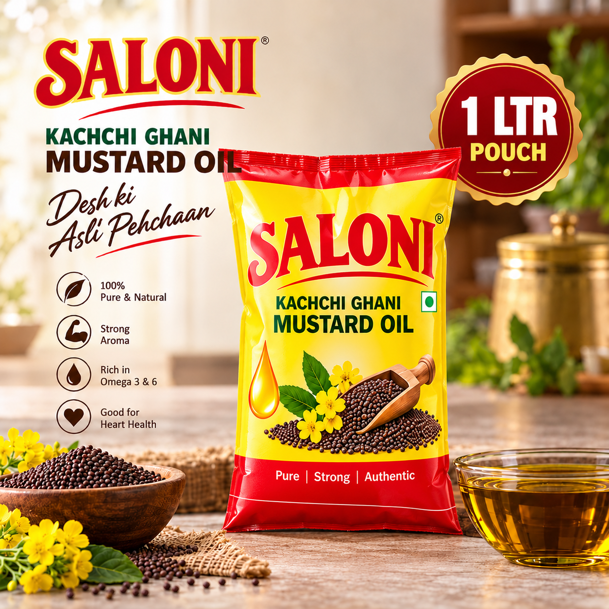 SALONI MUSTARD OIL 1L POUCH