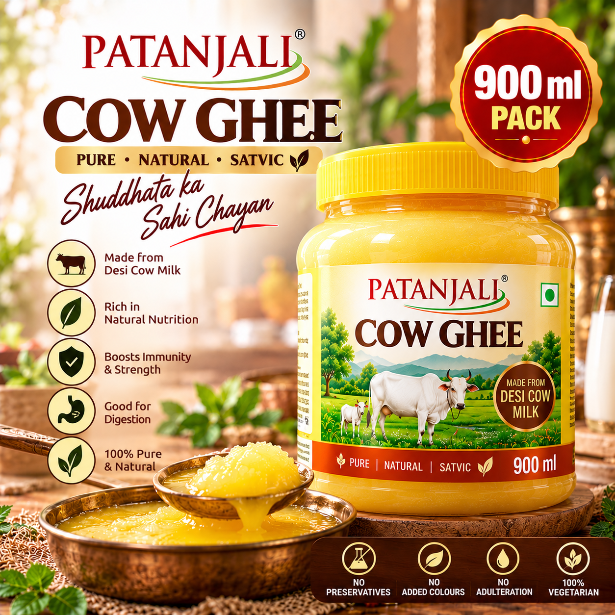 PATANJALI COW GHEE 900 ML